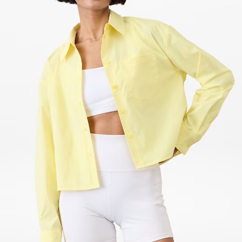 Athleta Midday Cropped Shirt NWT Yellow